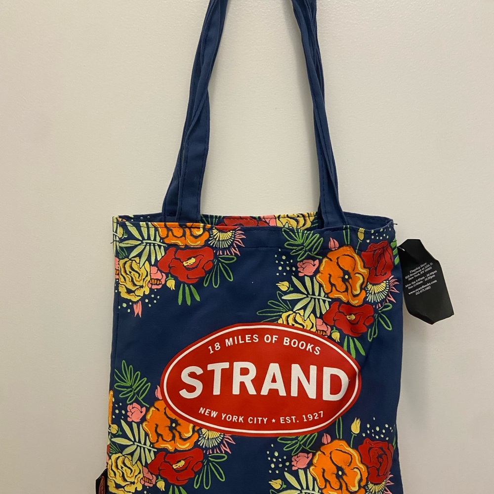 Classic NYC Strand Floral Blue Tote Bag book lovers! (NWT)